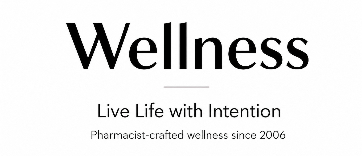 Wellness brand logo with tagline 'Live Life with Intention' on a white background