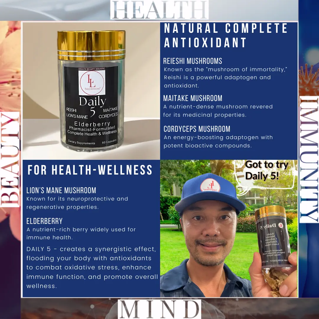 Daily 5 – Mushroom Complex &amp; Elderberry | Pharmacist’s Formulation L & L Supplement