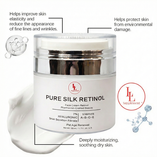 Pure Silk Retinol Night Cream w/ Hyaluronic Acid & Snail Mucin, PM Age Renewal (50mL)