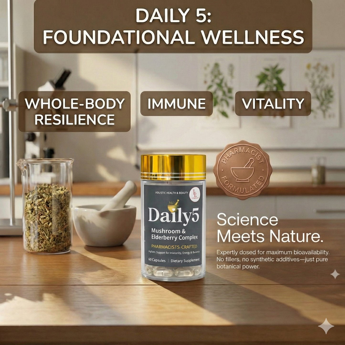 Daily 5 – Mushroom Complex and Elderberry | Pharmacist’s Formulation