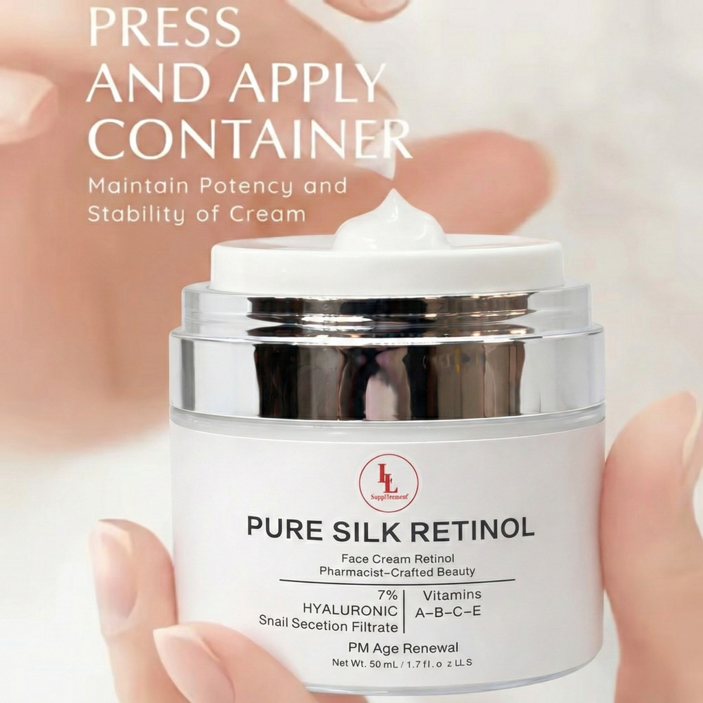 Pure Silk Retinol Night Cream w/ Hyaluronic Acid & Snail Mucin, PM Age Renewal (50mL)