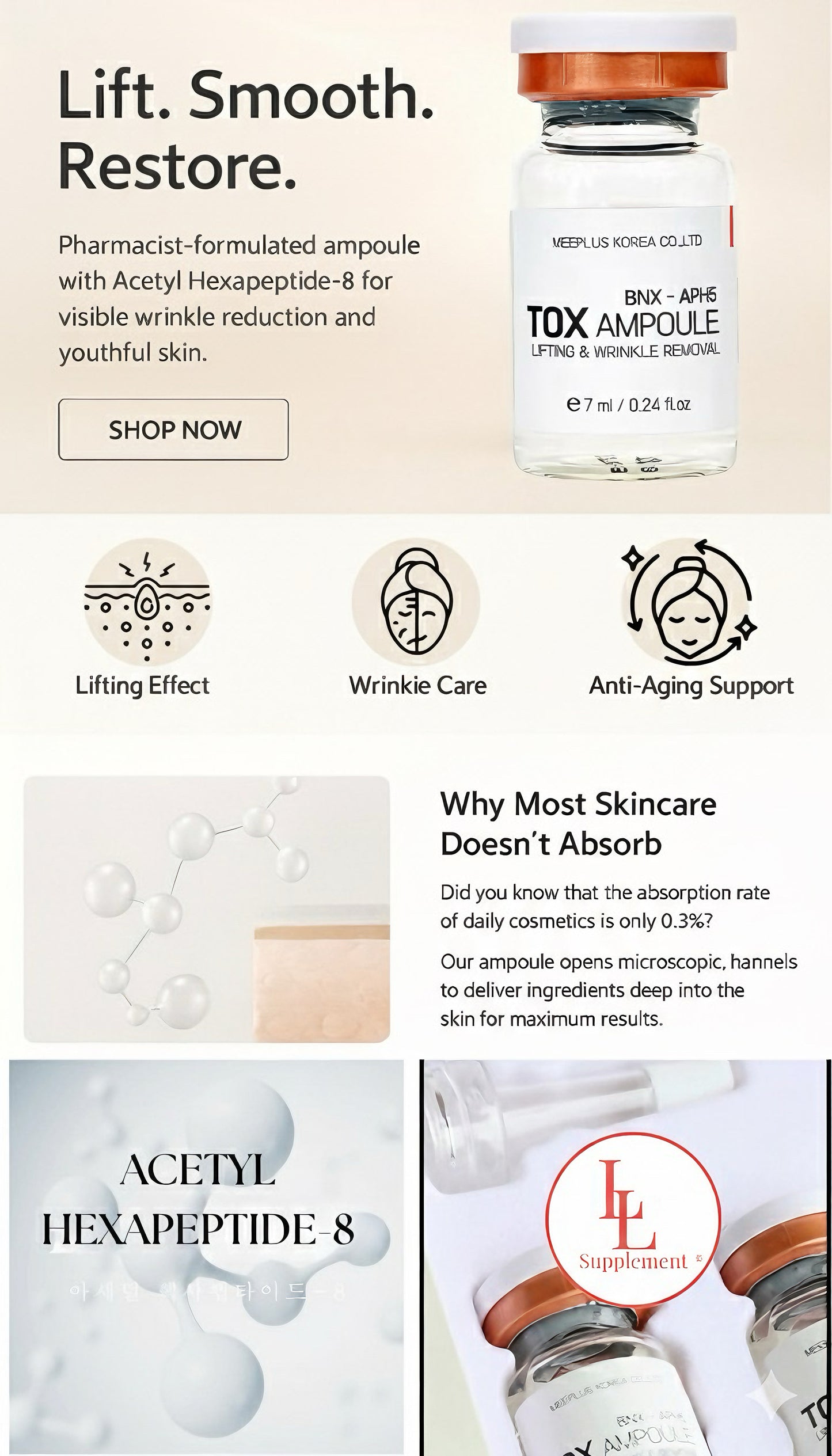 Tox Serum Ampoule - Advanced Wrinkle Lifting & Skin Reset K-Beauty Treatment