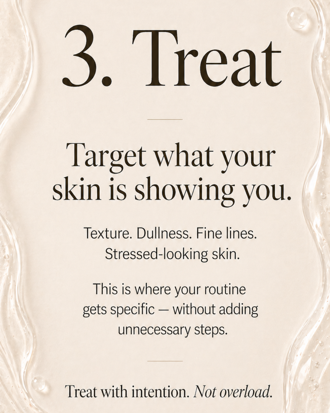 Text advice on skincare routine with decorative elements